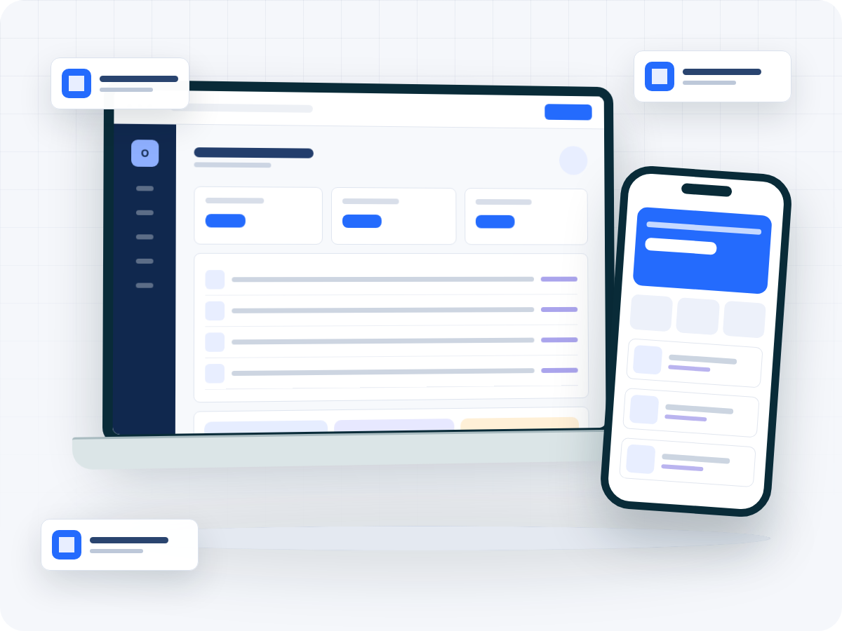 Mobile and Custom Applications software, mobile, and business operations illustration